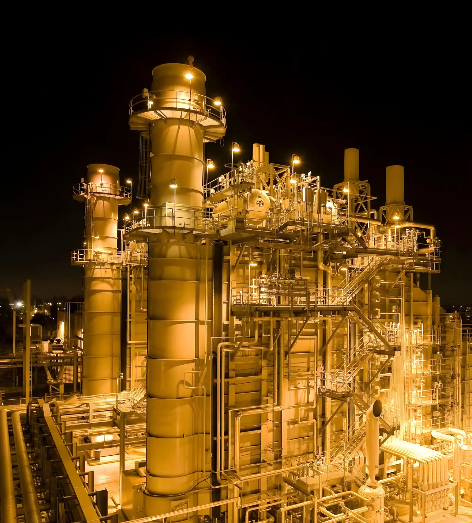 Industrial plant lit at night